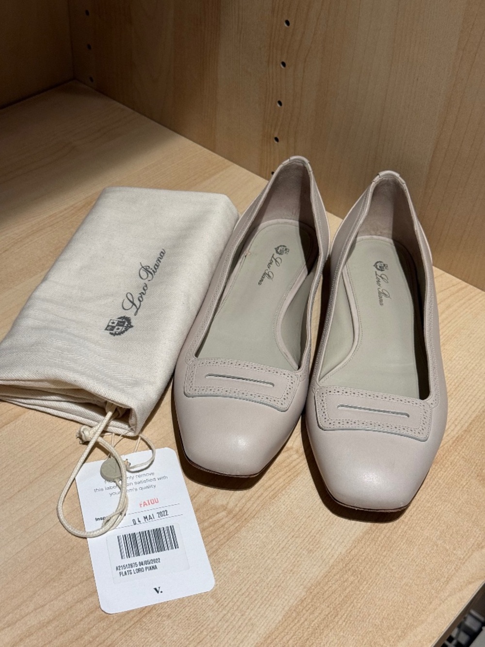 Loro Piana Square Toe Ballet Flats | Taupe | EU 38/38.5